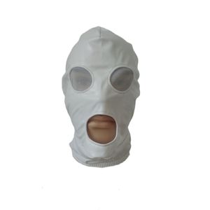 Accessoires de déguisement adulte Cosplay capuche métallique brillante blanche yeux et bouche ouverts Costumes accessoires de fête masques d'halloween