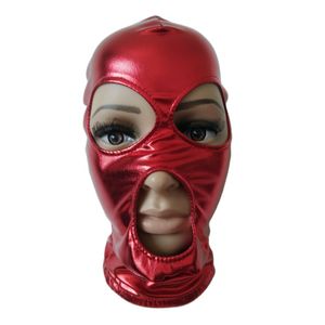 Accessoires de costumes Masques d'Halloween pour adultes Costumes de cosplay Masque métallique brillant ouvert grands yeux et bouche unisexe Costumes Zentai Accessoires de fête