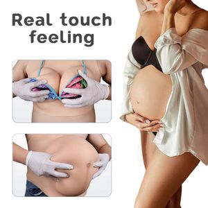 Accessoires de costumes Gros faux seins féminins artificiels avec des jumeaux 8 à 10 mois Faux ventre enceinte Ensemble combiné en silicone pour vêtements de cosplay