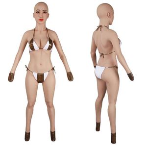 Accessoires de costumes Seins artificiels Crossdresser Transgenre Full Silicone Faux Body Body avec tête Fausse Chatte Hommes Costume Robe E Cup