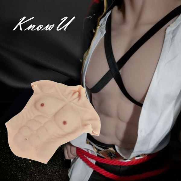 Accesorios de disfraces Artificial Realista Chaleco falso Body Silicona Músculo del pecho para hombre Actor Cosplay Pieza superior Pectoralis