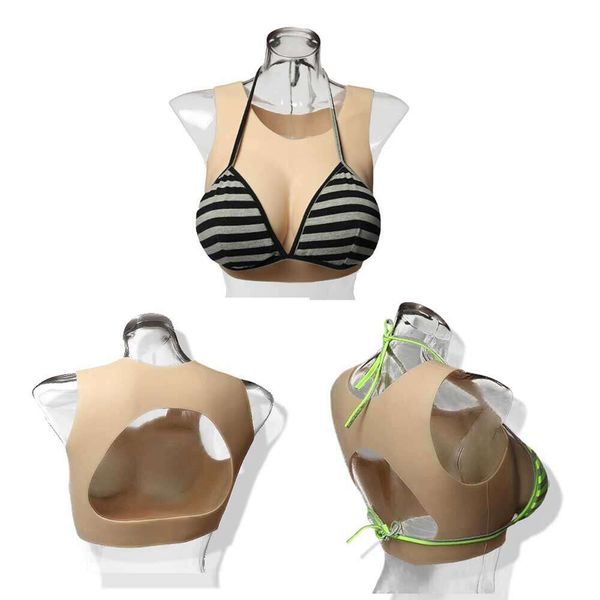 Accesorios de disfraces Sin espalda Forma de seno de silicona Verano Pechos falsos Chaleco para travesti Travesti Drag Queen Cosplay Tetas grandes Hombre a mujer