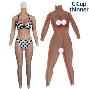 Accessoires de costumes C Cup Costume complet en silicone Faux seins avec bras Pantalon long Transgenre Crossdress Drag Queen Cosplay pour homme
