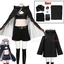 Kostuumaccessoires Call of the Night Cosplay Nanakusa Nazuna Wig Black mantel Jacket Leather Vest Shorts Outfit Yofukashi No Uta 230111