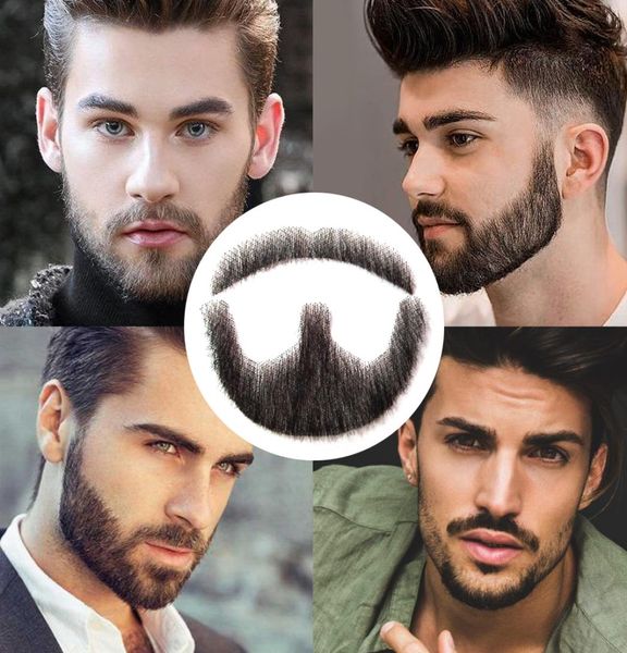 Accesorios de disfraces Barba falsa barata Barba y bigote falsos de encaje suizo Barba ligera hecha a mano real para hombres Barbas invisibles5880764