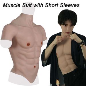 Accessoires de costumes Cosplay Muscles Sexy hommes Silicone mâle vrai poitrine faux ventre pour crosscommode Dragqueen Simulation artificielle
