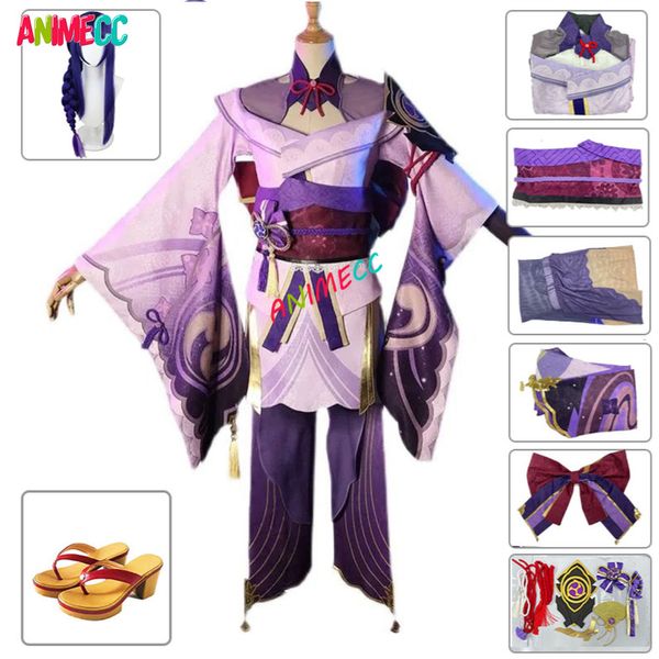 Costume Accessoires Jeu Genshin Impact Raiden Shogun Cosplay Baal Perruque Chaussures Sexy Femmes Kimono Robe Uniforme Parti RolePlay 230111