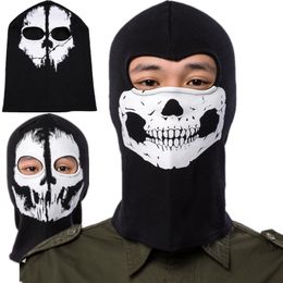 Accessoires de costumes jeu fantômes Skull Black Face Mask Cosplay Motorcycle Tactical Balaclava Hood Warmroproof Adult Unisexe Halloween Prop