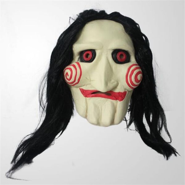 Accesorios de disfraces Disfraces de Halloween Hombres Mujeres Niños Máscaras Cosplay Fiesta Sierra Scary con peluca de pelo252r