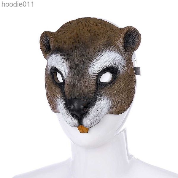 Accessoires de costumes Halloween Costume de Pâques Masque de fête Masques d'écureuil Masques de cosplay pour adultes hommes femmes PU Masque HNA17012162K L230918
