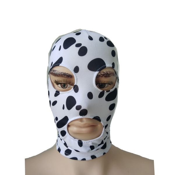 Accesorios para disfraces Máscara de Halloween Disfraces de cosplay Máscara de spandex ojos abiertos boca Manchas en blanco y negro color Disfraces Zentai Accesorios para fiestas