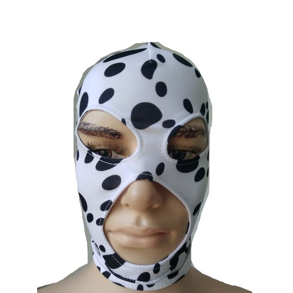 Accessoires de déguisement Masque d'Halloween Costumes de cosplay Capuche en spandex Taches noires et blanches Costumes Zentai Accessoires de fête