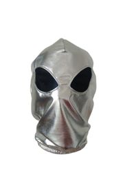 Accessoires de costumes Halloween Masques Alien Cosplay Costumes Silver Shiny Metallic Mask Open Mesh Eyes Adulte Unisexe Zentai Costumes Party Party