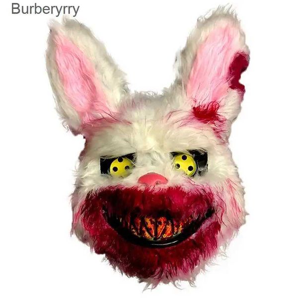 Accesorios de disfraces Máscara de conejito de peluche de Halloween Horror Realista Conejo Casco de cara completa Cosplay Mascaradas Fiesta Rendimiento Prop para adultosL231010L231010