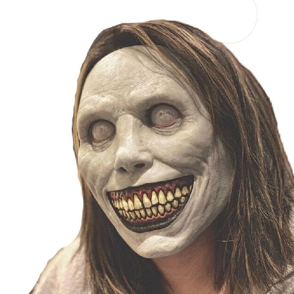 Accesorios para disfraces Sonrisa de Halloween Mascarilla blanca Ojos blancos Máscara de demonio Máscara de fiesta aterradora Máscara de terror Accesorios para disfraces de Halloween