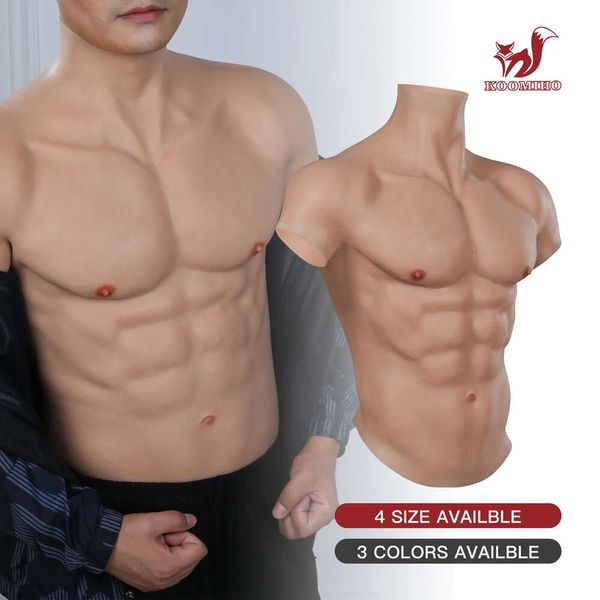 Accesorios de disfraces Ho Cosplay Realista Silicona Músculo Masculino Traje Falso Vientre Artificial Simulación Robusto Pecho Hombres Crossdresser