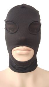 Accessoires de déguisement capuche masque d'halloween costumes de cosplay capuche en spandex bouche ouverte avec des yeux en maille noire unisexe Zentai Costumes accessoire de fête