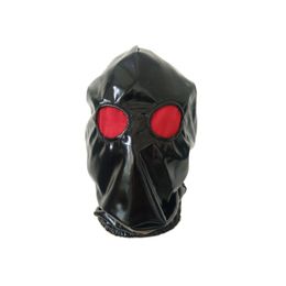 Kostuumaccessoires Hood Party Accessories PVC Faux Leather Mask Halloween Cosplay Kostuums Maskers Open ogen met rood gaas