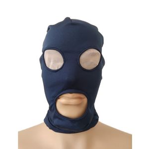 Accessoires de déguisement Capuche de masque bleu marine ouvert yeux et bouche en maille blanche Adulte unisexe Zentai Costumes Accessoires de fête Masques d'Halloween Cosplay