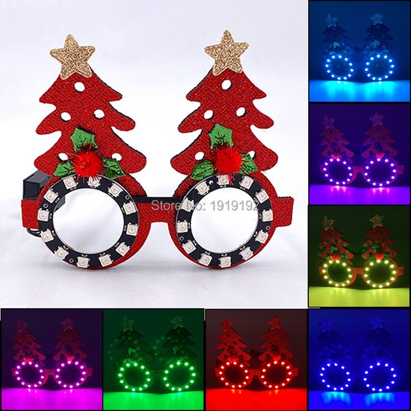 Accessoires de costumes Nouvelle LED Lunettes de Noël Décorations de Noël Accessoires photo Joyeux Noël Verres de fête pour enfants Cadeaux Glow Party Decor