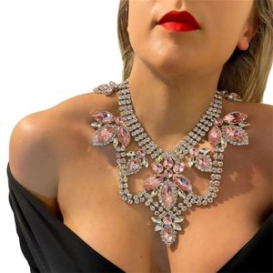 Kostuumaccessoires Nieuwe super sprankelende strass sieraden nachtclub feest mode kristal grote kettingaccessoires