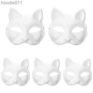 Kostuumaccessoires Feestmaskers 510 stuks Ongeverfd Maskerade Blanco Papier Halloween Kat Cosplay Pulp Masker Voor Decor 230721 L230918
