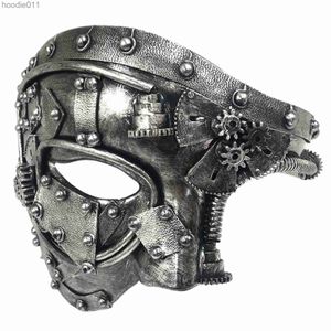 Accessoires de costumes Masques de fête Équipement mécanique Steampunk Phantom Mascarade Cosplay Masque Demi-visage Costume Halloween Accessoires de fête de Noël Adulte Anime Masque HK