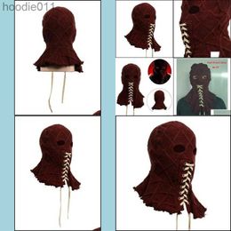 Kostuumaccessoires Feestmaskers Film Brightburn Fl Head Red Hood Cosplay Eng Horror Griezelig Gebreid Gezicht Ademend Masker Halloween Rekwisieten 220610 Drop De Dhqav L230