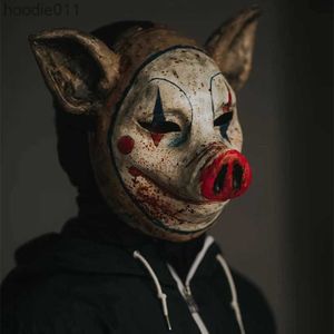 Accessoires de costumes Masques de fête Nouvelle arrivée Clown Cochon Masque en latex Masques d'animaux drôles Horreur Halloween Casque Cosplay Costume Mascarade Accessoires HKD230801 L230918