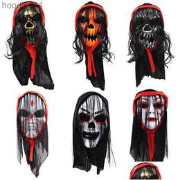 Accessoires de costumes masques effrayants Halloween Skl Ghost avec voile Hair Plastic Masquerade Carnival Cosplay Mask Drop Livrot Home Garden Festive Suppl Dhgx3 L23