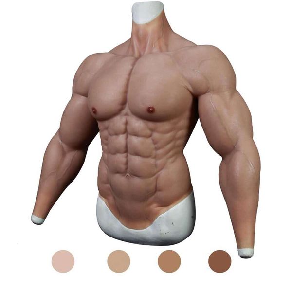 Accesorios de disfraces Traje de músculo falso realista Silicona Gel artificial Ho Disfraz para hombre Cosplay Halloween Pecho Body Estimulación Piel