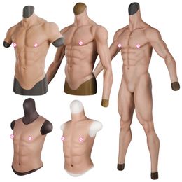 Accessoires de costume Réaliste Forme de torse masculin Masculaire Abs Faux Muscle Ventre Body Costume avec Chemise de Poitrine Ho Naturelle pour Costume de Cosplay