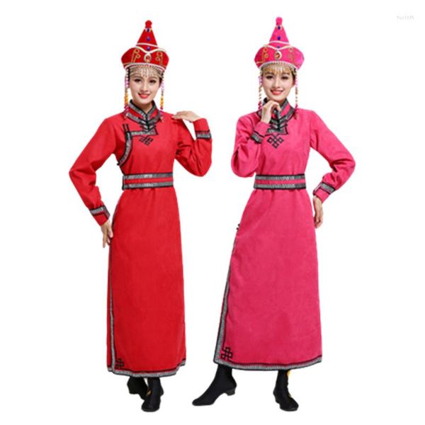 Accessoires de costumes, robe rouge de mongolie, vêtements mongols à manches longues, Costumes de danse nationale, Festival de l'année