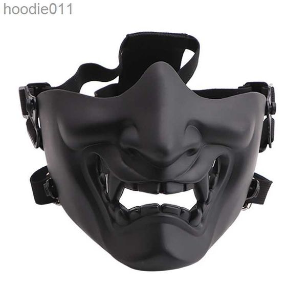 Accesorios de disfraces Scary Smiling Ghost Half Face Mask Forma ajustable (táctica) Protección para la cabeza Disfraces de Halloween Accesorios Ciclismo Mascarilla L230918