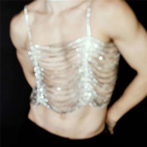 Kostuumaccessoires Sexy Super Sparkling Tassel Rhinestone Bra Fashion Nightclub Party Crystal Cheet Chain Sieraden Body Accessoires