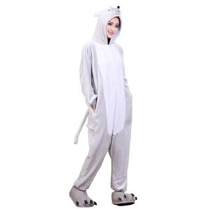 Costume adulte Onesie souris dessin animé Animal pyjama unisexe hommes femmes pyjama gris fête combinaison douce chaude flanelle drôle vêtements de nuit hiver