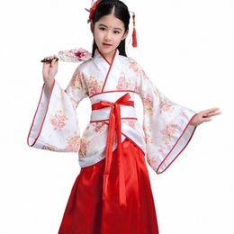 Costume Filles Enfants Kimo Traditial Vintage Ethnique Fan Étudiants Chorus Dance Costume Japonais Yukata Kimo Style J9g2 #