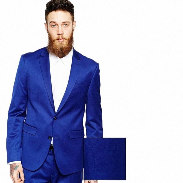 Costume Homme Classique Costume Homme 2 Pièces Bleu Royal Slim Fit Marié Tuxedos pour Mariage Sur Mesure Meilleur Homme Costumes De Fête H0jJ #