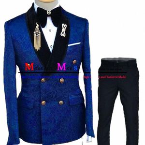 Kostuum Homme Mariage 2023 Koningsblauw Jacquard Bruidegom Trouwpak Slanke Pak Voor Mannen 3 Stuks Blazer Vest Broek Bruiloft Pakken voor Mannen T6Rz #