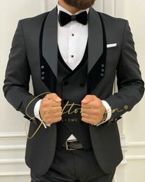 Costume Homme Mariage Fashion Fashion Black Slim Fit pour hommes Men de mariage 3 pièces Tuxedo Dernier manteau Pant Design 231227