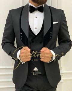 Traje Homme Mariage Moda formal Trajes de corte entallado negro para hombres Traje de boda de novio de 3 piezas Esmoquin Último diseño de pantalón y abrigo 240117