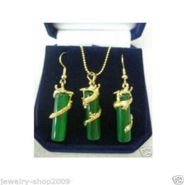 Kostuum sieraden groen jade draken ketting hanger oorrang setsltltlt5432935