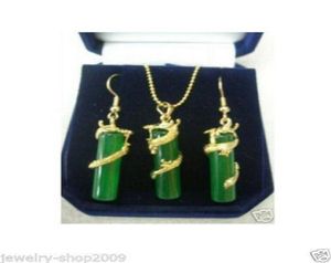Kostuum sieraden groen jade draken ketting hanger oorbel setsltltlt7097819