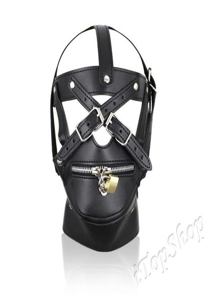 Costume de fête en cuir, jouet Gimp, harnais de tête, masque de bondage, fétiche d'halloween R5014406970