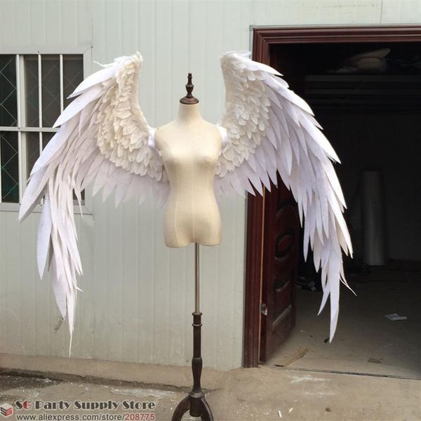 Hermosas alas de ángel de plumas de dibujos animados blancas y rojas disfrazadas para desfiles de moda, exhibiciones, accesorios de fotografía para bodas, juego de cosplay, disfraz 210l