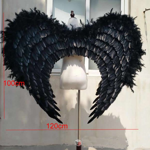 Costume de haute qualité Unique ailes d'ange noir cosplay partie spectacle de scène Tir Affiche les accessoires Ailes de fée EMS livraison gratuite