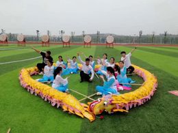 Kostuums 18m maat 3 #10 volwassen 9 gezamenlijke mensen zijde CHINESE DRAAK DANS Folk Festival Viering mascotte Kostuum