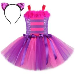 Costumes Cheshire Cat Tutu robe filles Halloween Carnival Party Clots Grafer Alice Cat Costume Kid