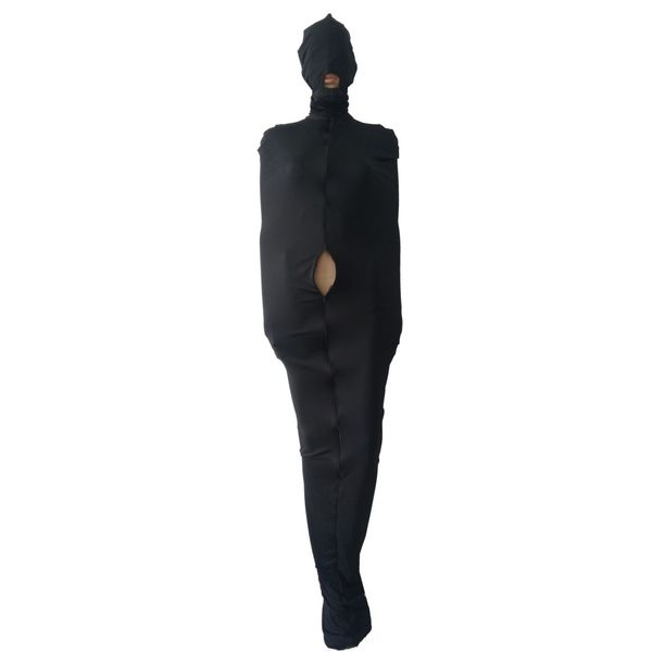 Costumes Cosplay Unisexe Fetish Catsuit bodybag Zentai sac de couchage complet body Lycar Mummy Bag Stage Props masque amovible bouche ouverte
