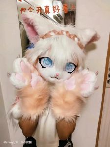 Costumes Fursuit Kigurumi casques fourrure Cosplay Costumes Comiket Furries Rubbit poupée chat Comiket Furries poupée costumes Animal